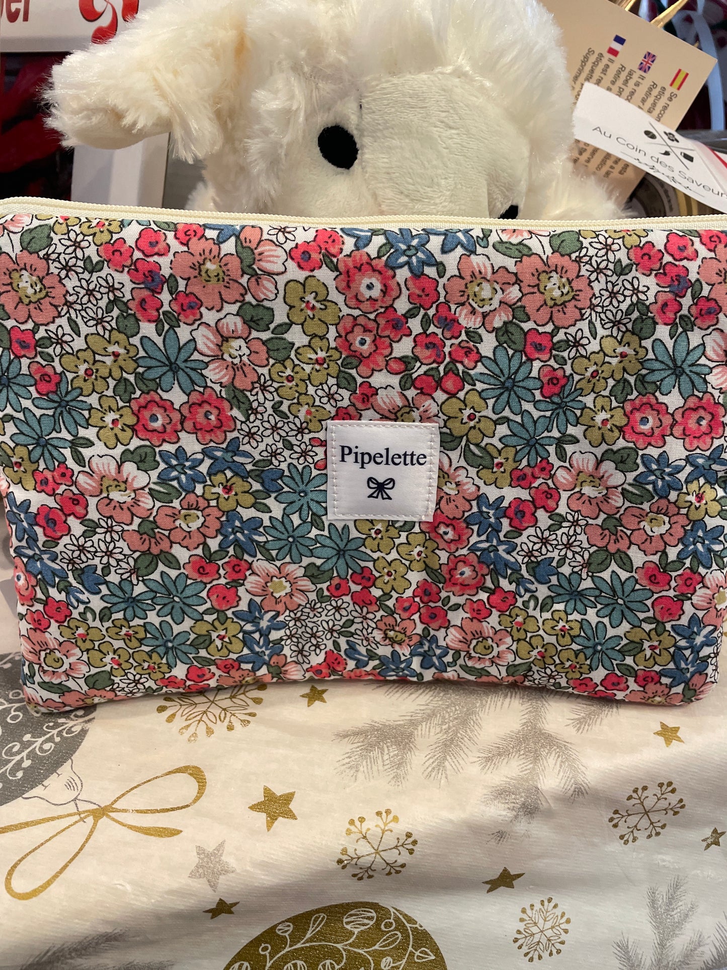 Pochette Fleurie Message pipelette  "By Kaya Créations"