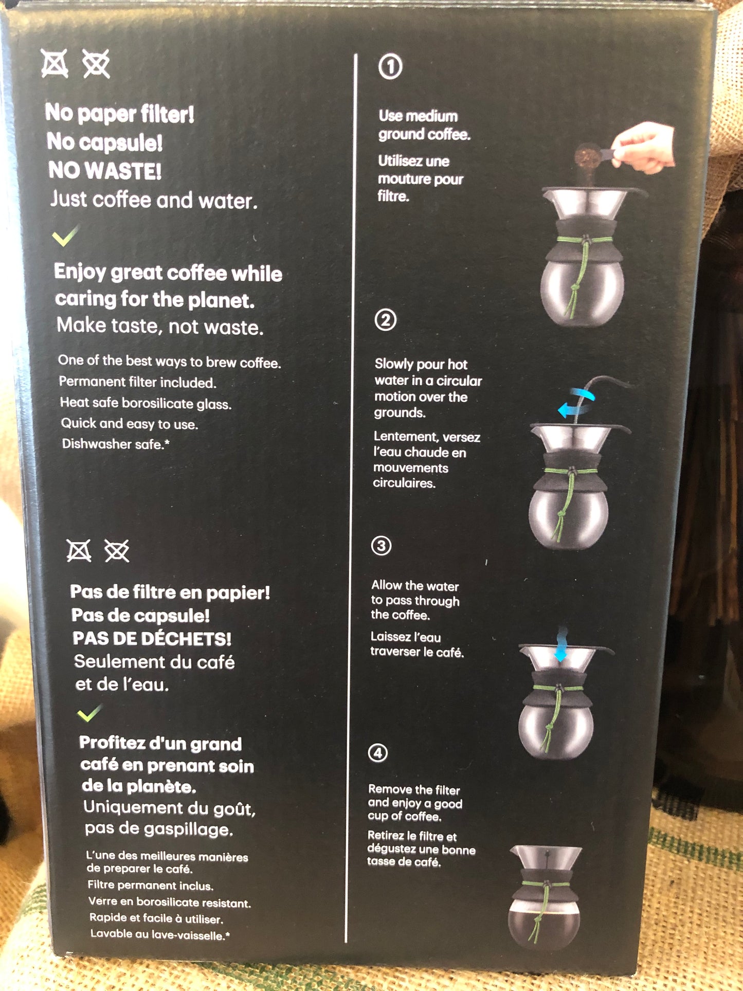 Cafetière filtre permanent POUR OVER 1L "Bodum"