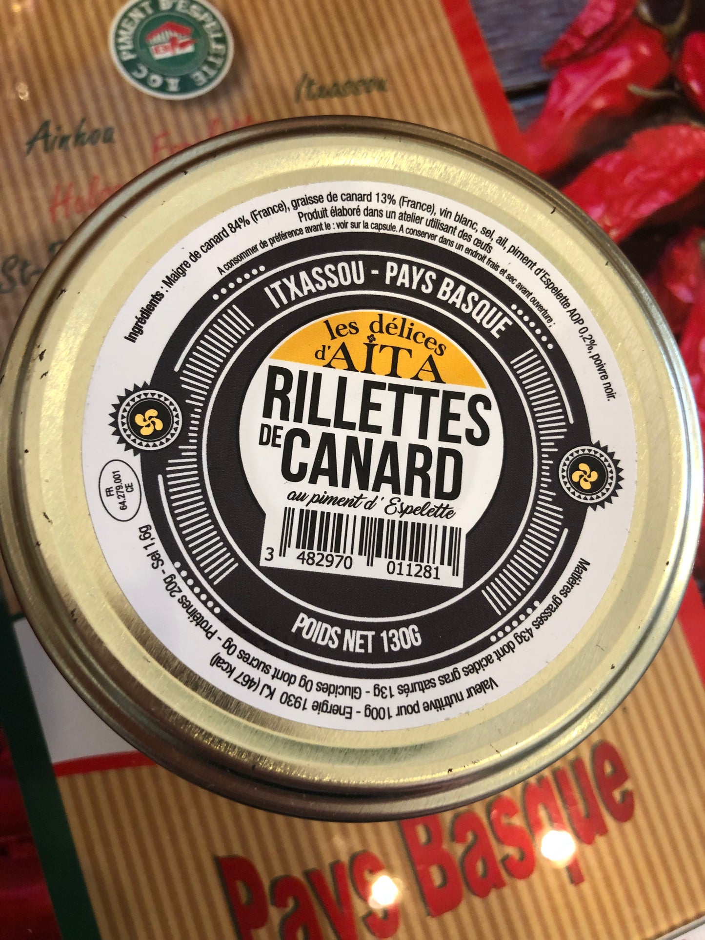 Rillettes de canard au piment d'Espelette "Les Délices d'Aita"