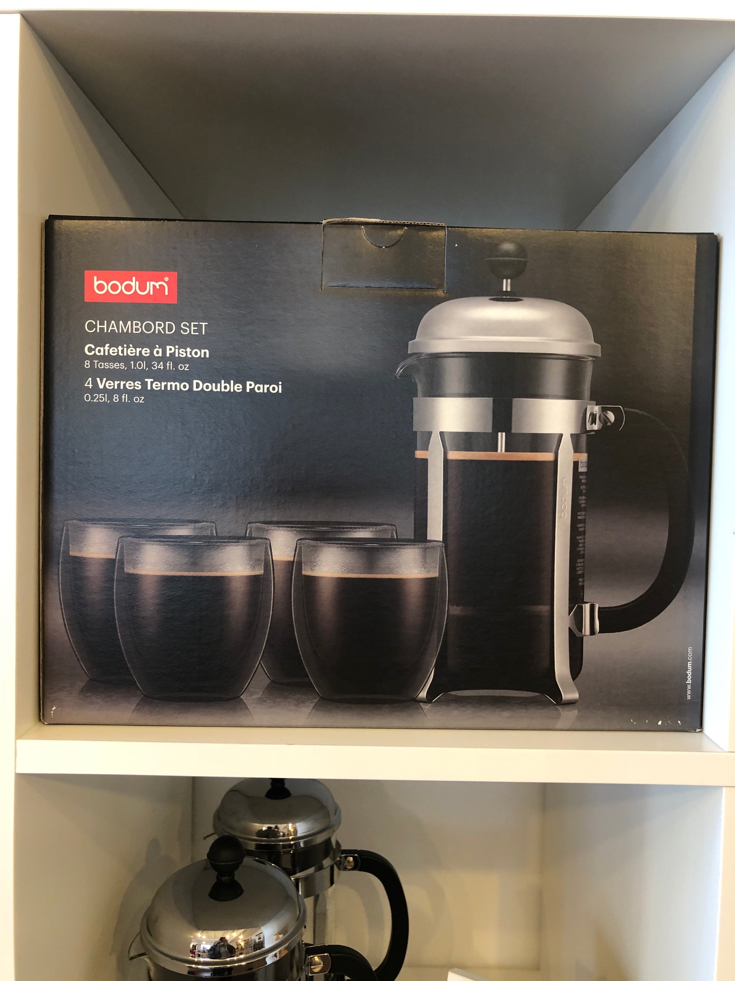 Set Cafetière à Piston 1L + 4 Verres Pavina 25cl "Bodum"